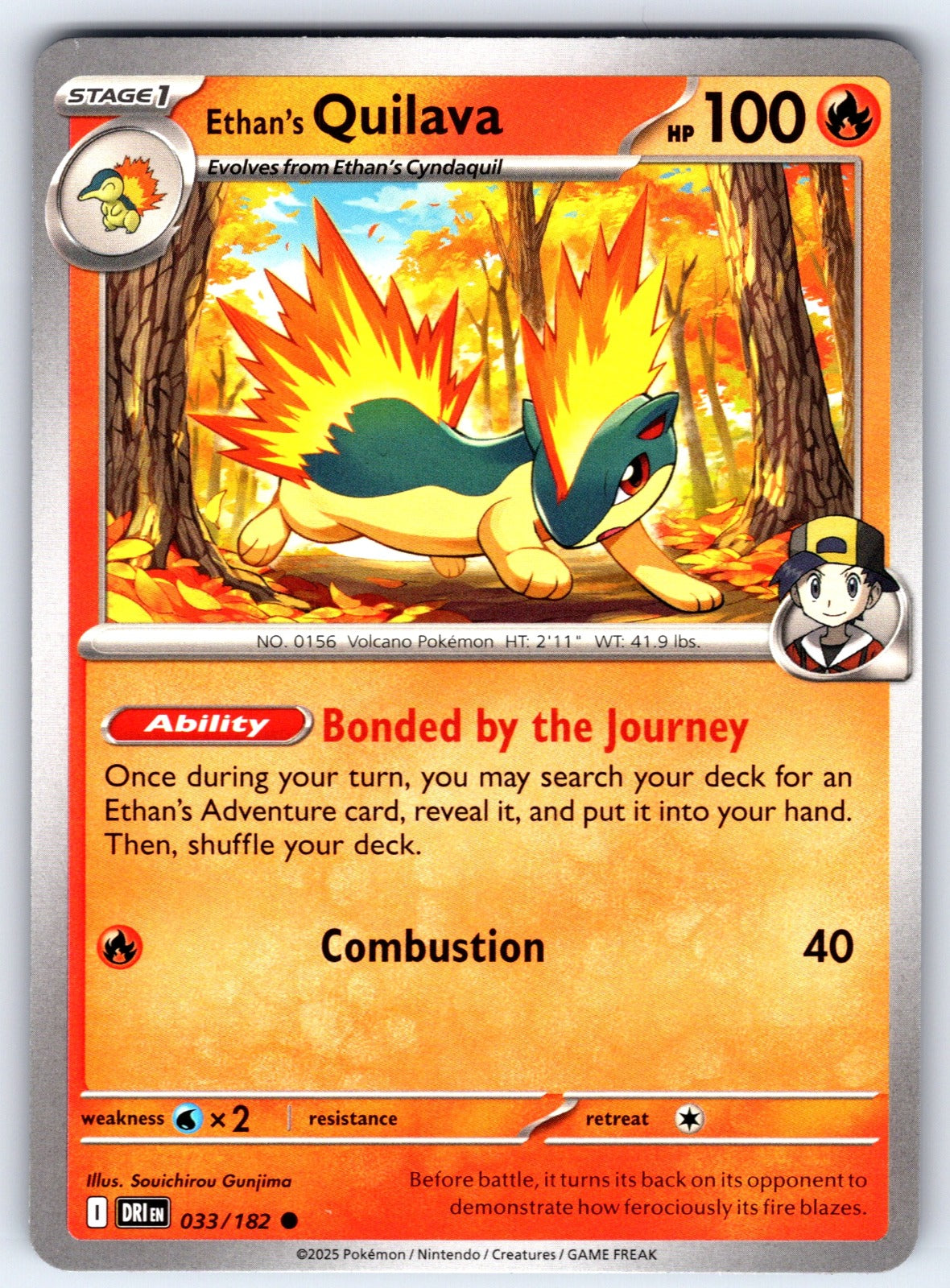Ethan's Quilava Common SV10: Destined Rivals 033/182 NM 2025