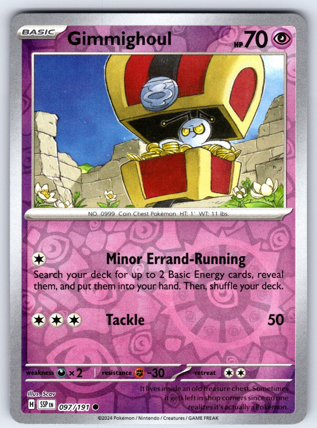 Gimmighoul Reverse Holo Common SV08: Surging Sparks 097/191 NM 2024