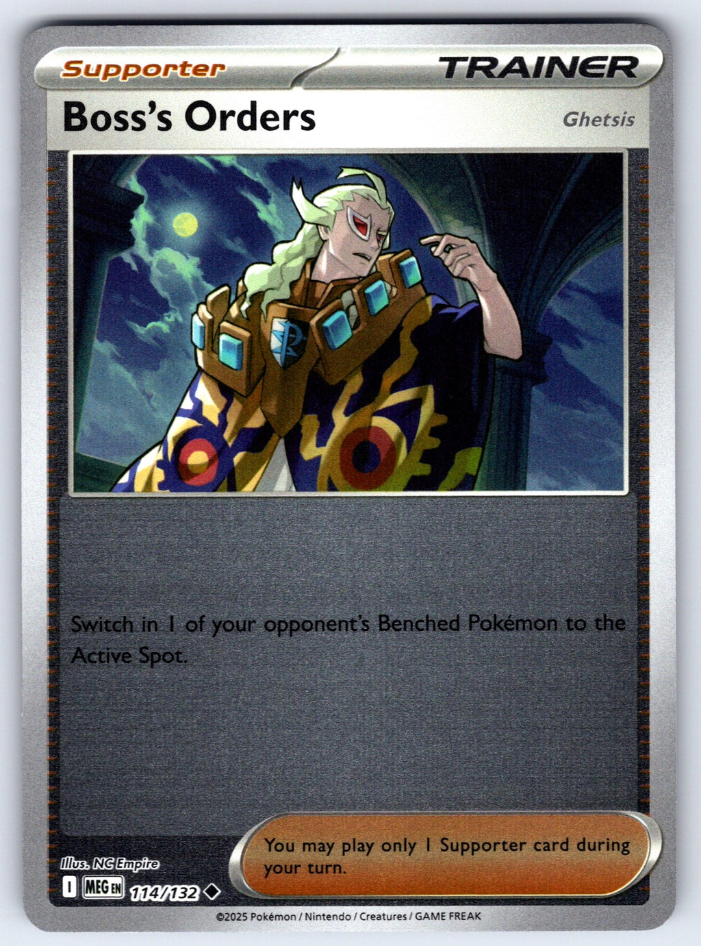 Boss's Orders [Ghetsis] Reverse Holo Uncommon ME01: Mega Evolution 114/132 NM 20