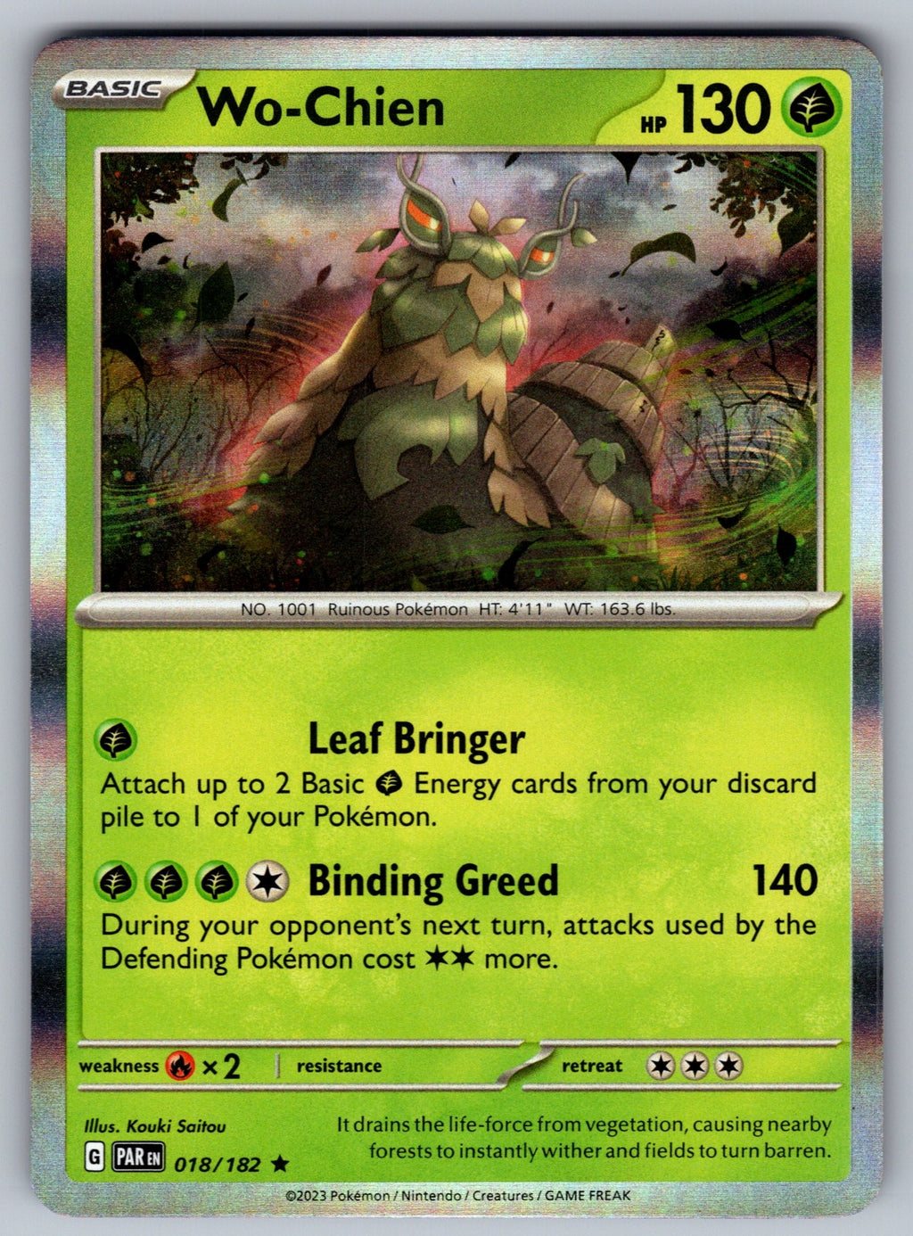 Wo-Chien Holo Rare SV04: Paradox Rift 018/182 NM 2023