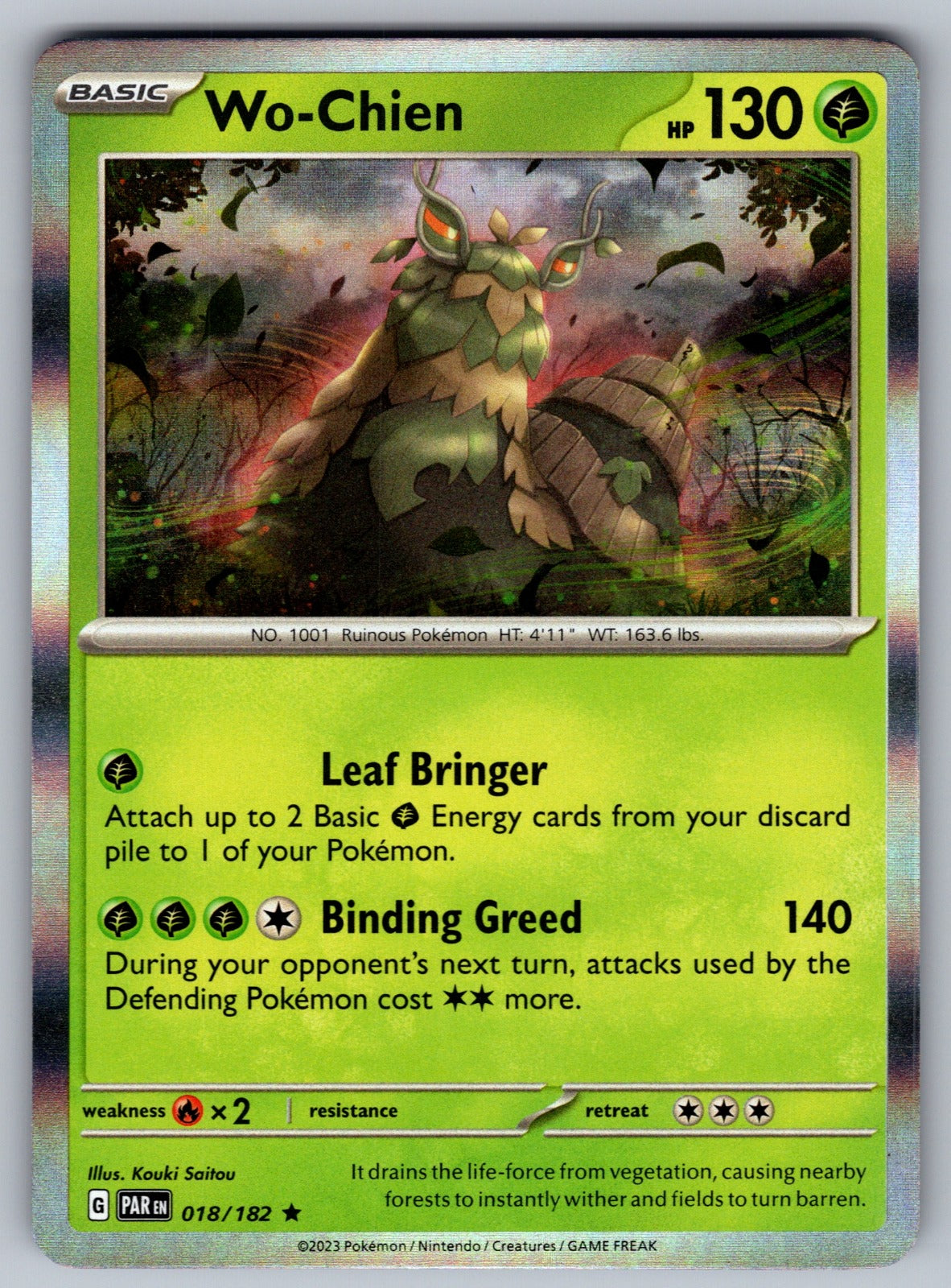 Wo-Chien Holo Rare SV04: Paradox Rift 018/182 NM 2023