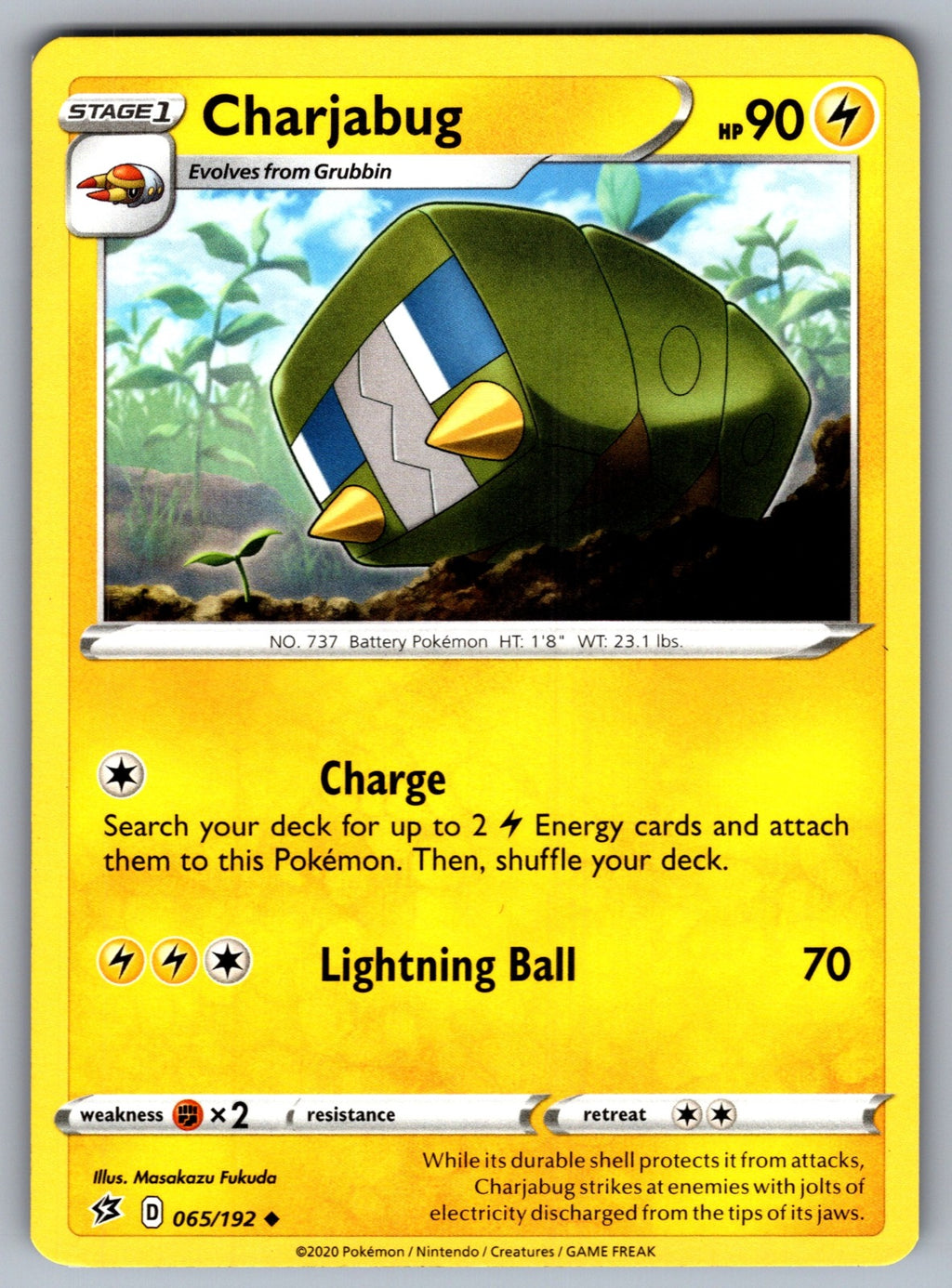 Charjabug Uncommon SWSH02: Rebel Clash 065/192 NM 2020