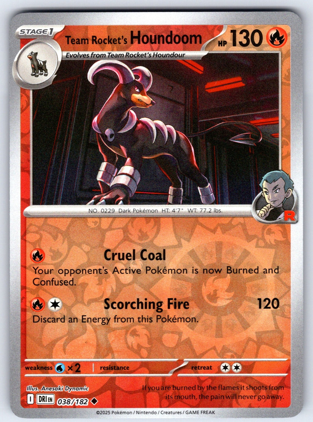 Team Rocket's Houndoom Reverse Holo Uncommon SV10: Destined Rivals 038/182 NM 2025