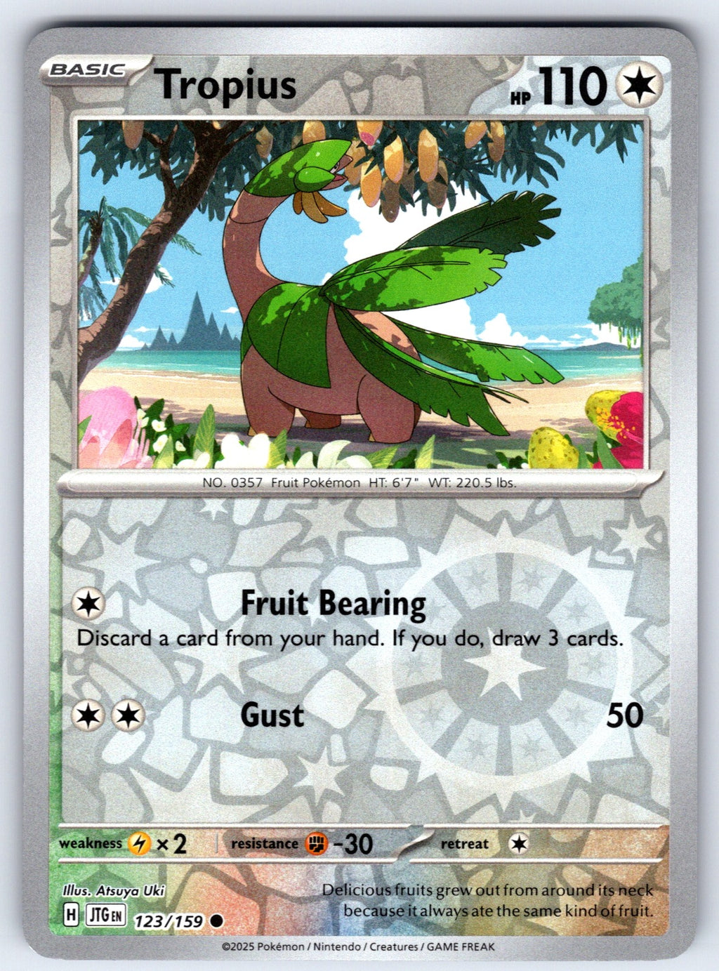 Tropius Reverse Holo Common SV09: Journey Together 123/159 NM 2025