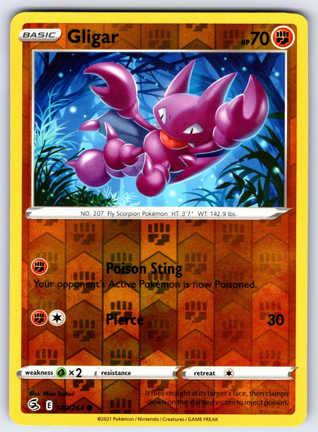 Gligar Reverse Holo Common SWSH08: Fusion Strike 140/264 NM 2021