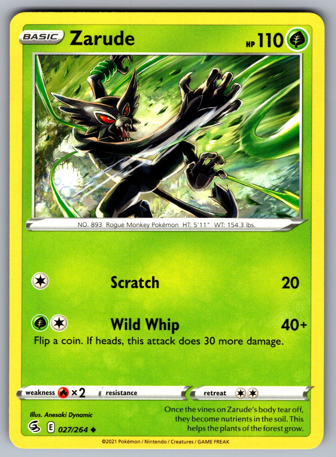 Zarude Uncommon SWSH08: Fusion Strike 027/264 NM 2021