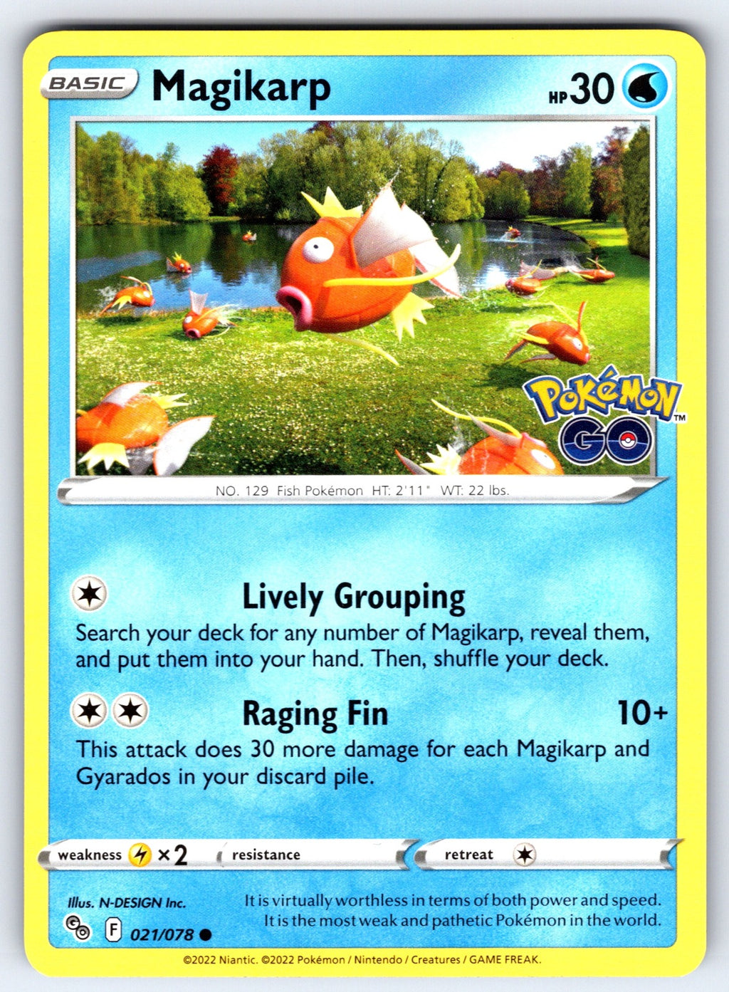 Magikarp Common Pokemon GO 021/078 NM 2022