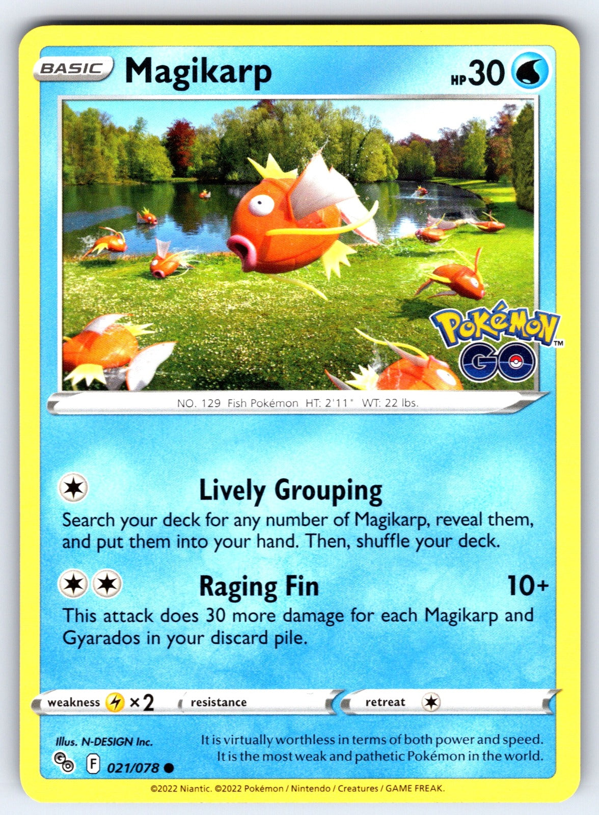 Magikarp Common Pokemon GO 021/078 NM 2022