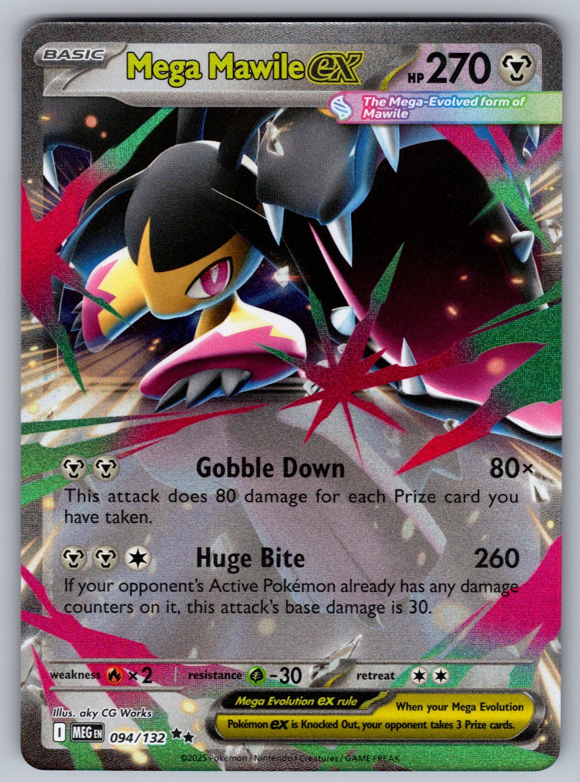 Mega Mawile ex Holo Double Rare ME01: Mega Evolution 094/132 NM 2025