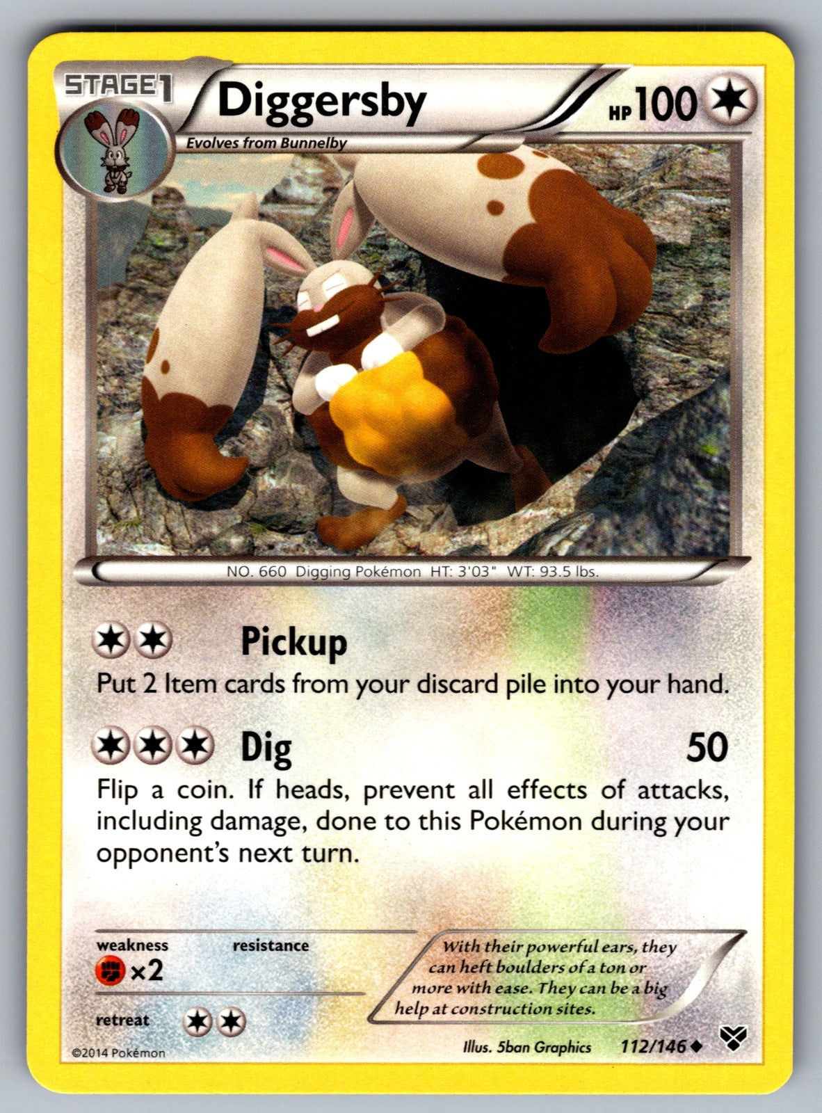 Diggersby Uncommon XY Base Set 112/146 LP 2014