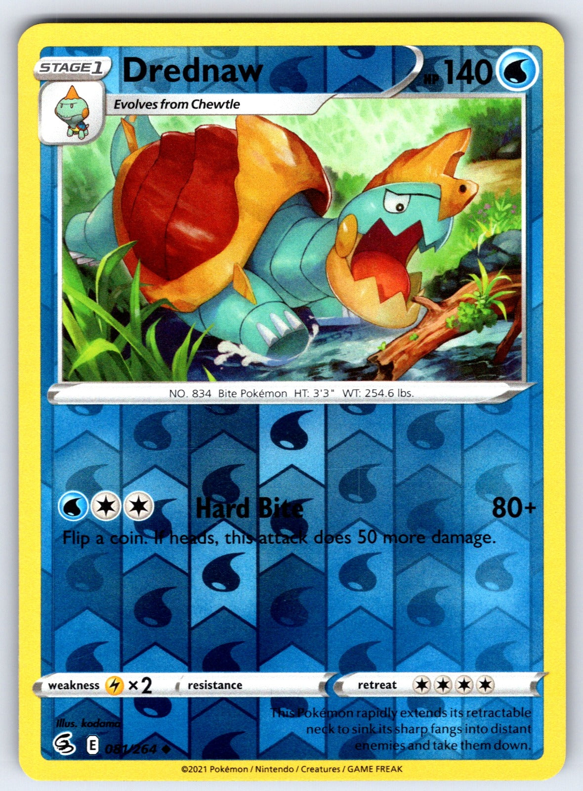 Drednaw Reverse Holo Uncommon SWSH08: Fusion Strike 081/264 NM 2021