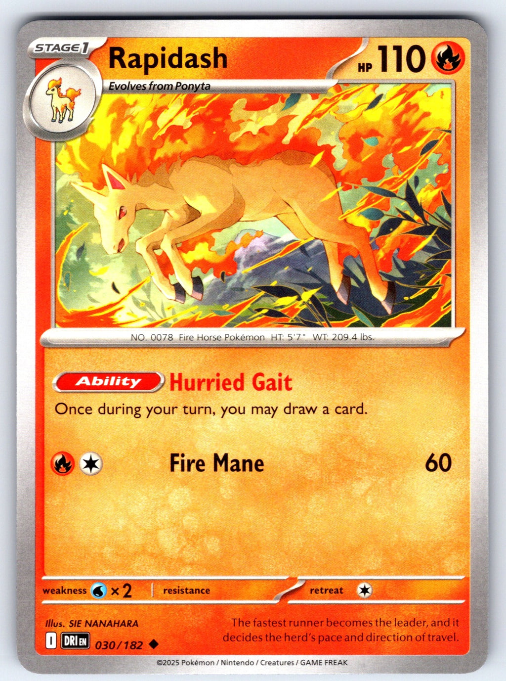 Rapidash Uncommon SV10: Destined Rivals 030/182 NM 2025