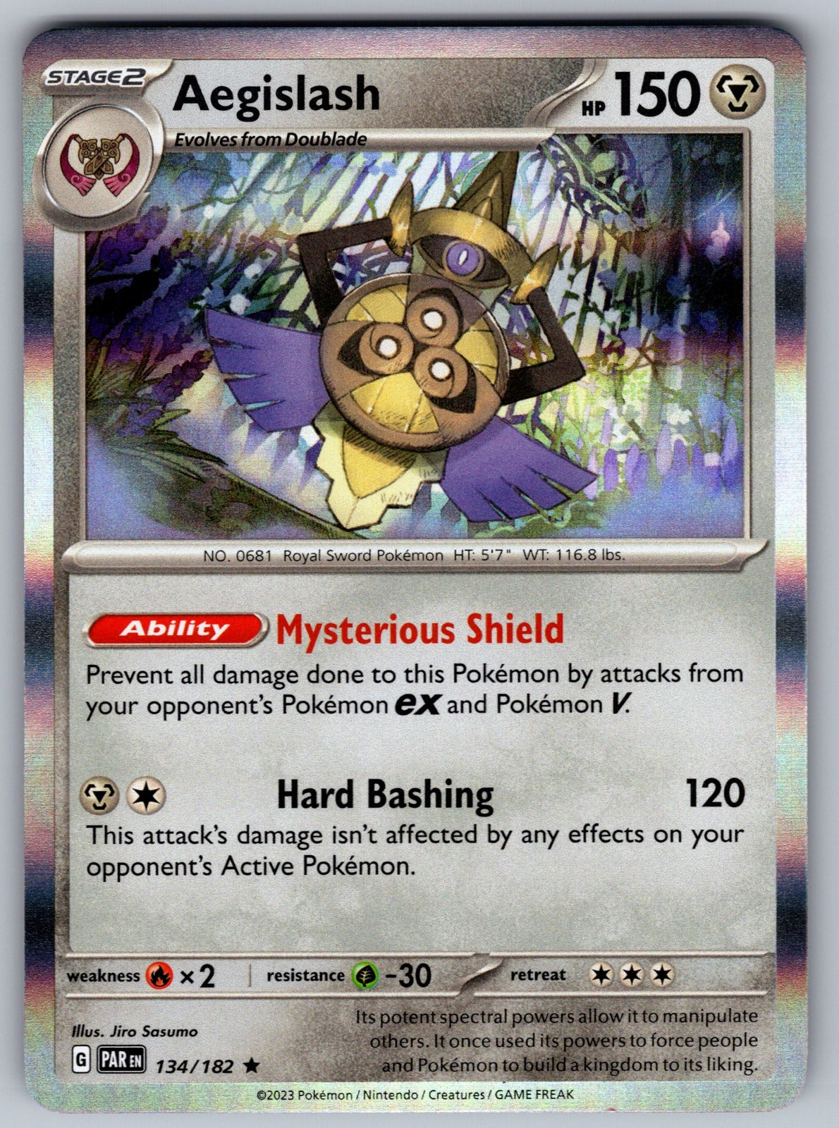 Aegislash Holo Rare SV04: Paradox Rift 134/182 NM 2023