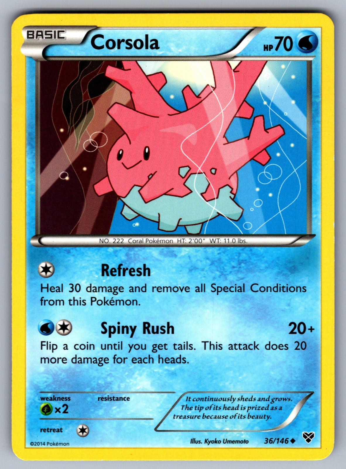 Corsola Uncommon XY Base Set 36/146 LP 2014
