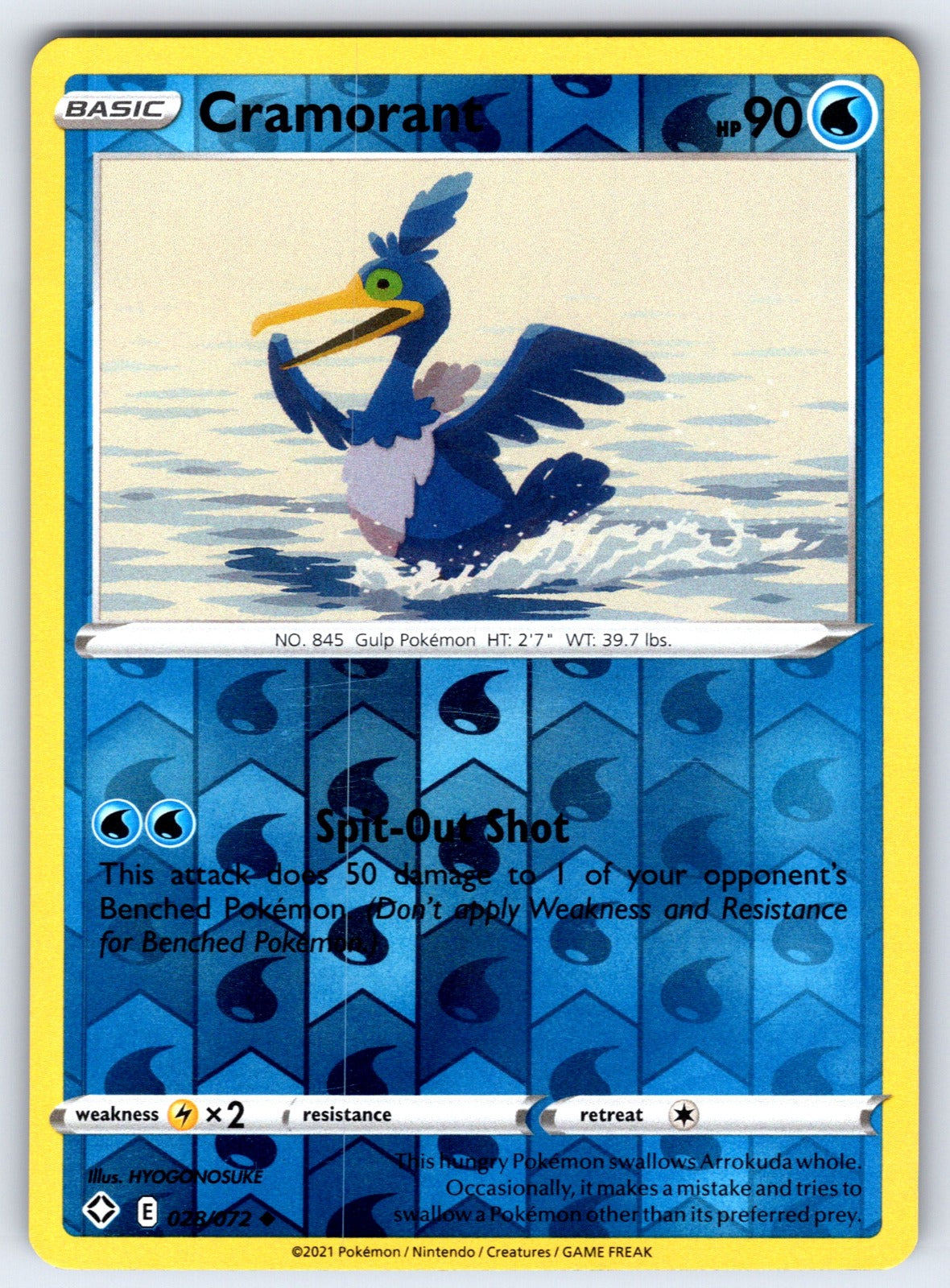 Cramorant Reverse Holo Uncommon Shining Fates 028/072 NM 2021