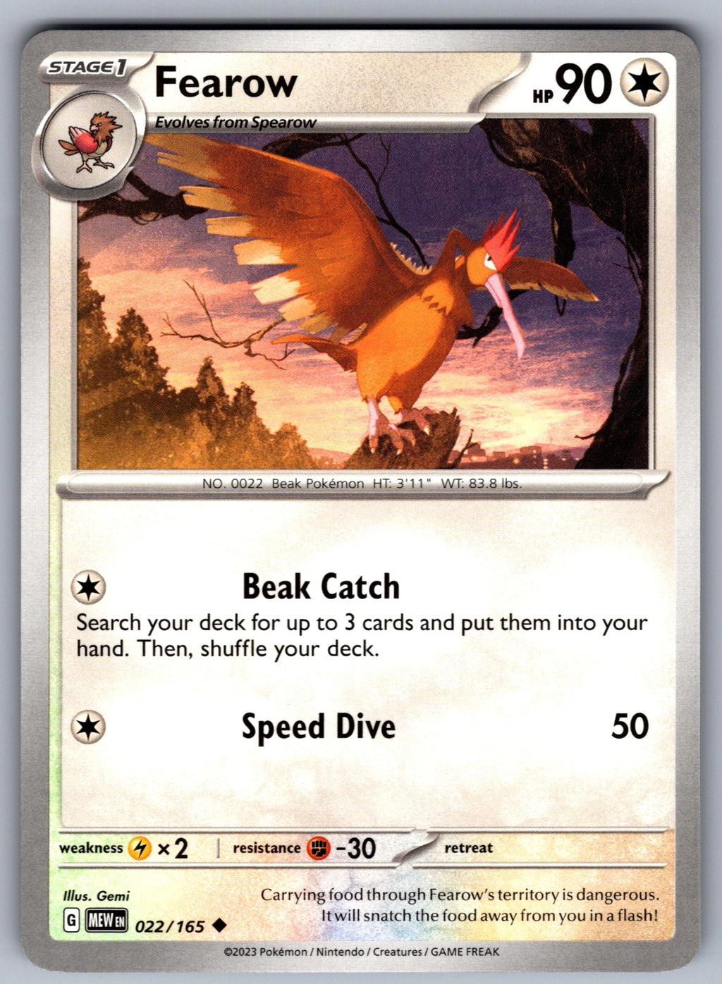 Fearow Uncommon SV: Scarlet & Violet 151 022/165 NM 2023