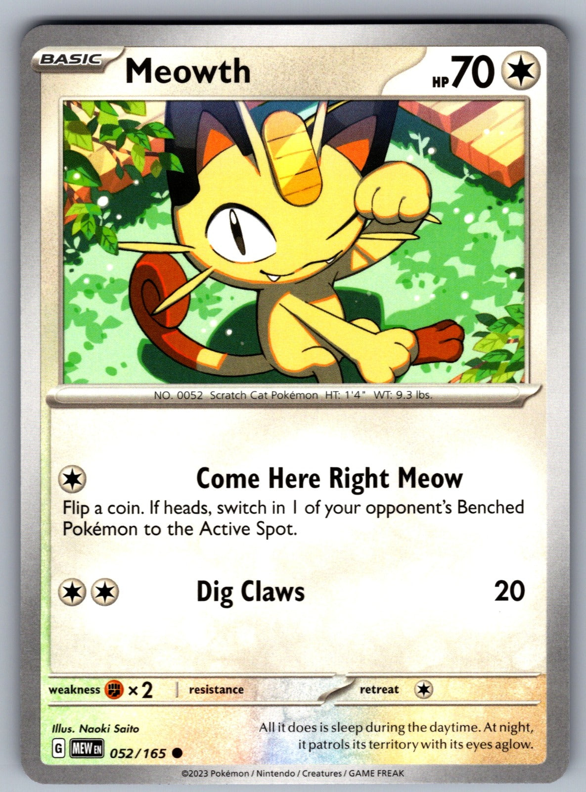 Meowth Common SV: Scarlet & Violet 151 052/165 NM 2023
