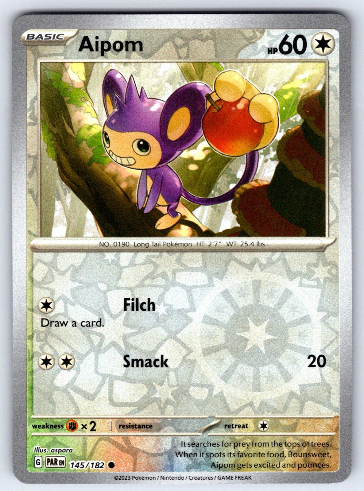 Aipom Reverse Holo Common SV04: Paradox Rift 145/182 NM 2023