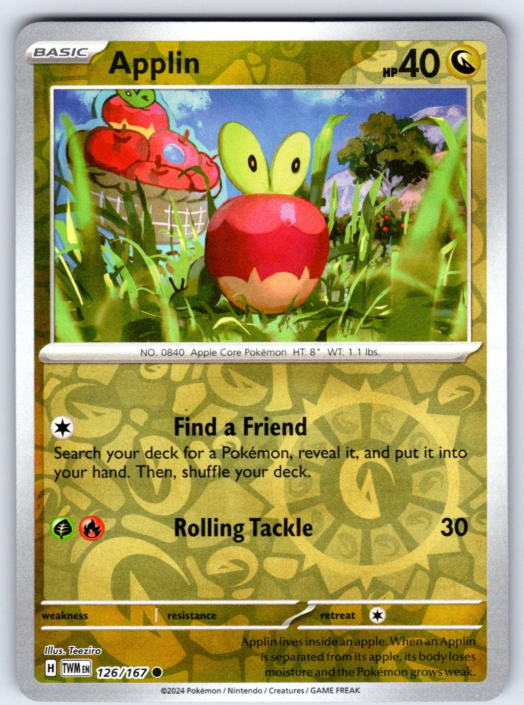 Applin Reverse Holo Common SV06: Twilight Masquerade 126/167 NM 2024