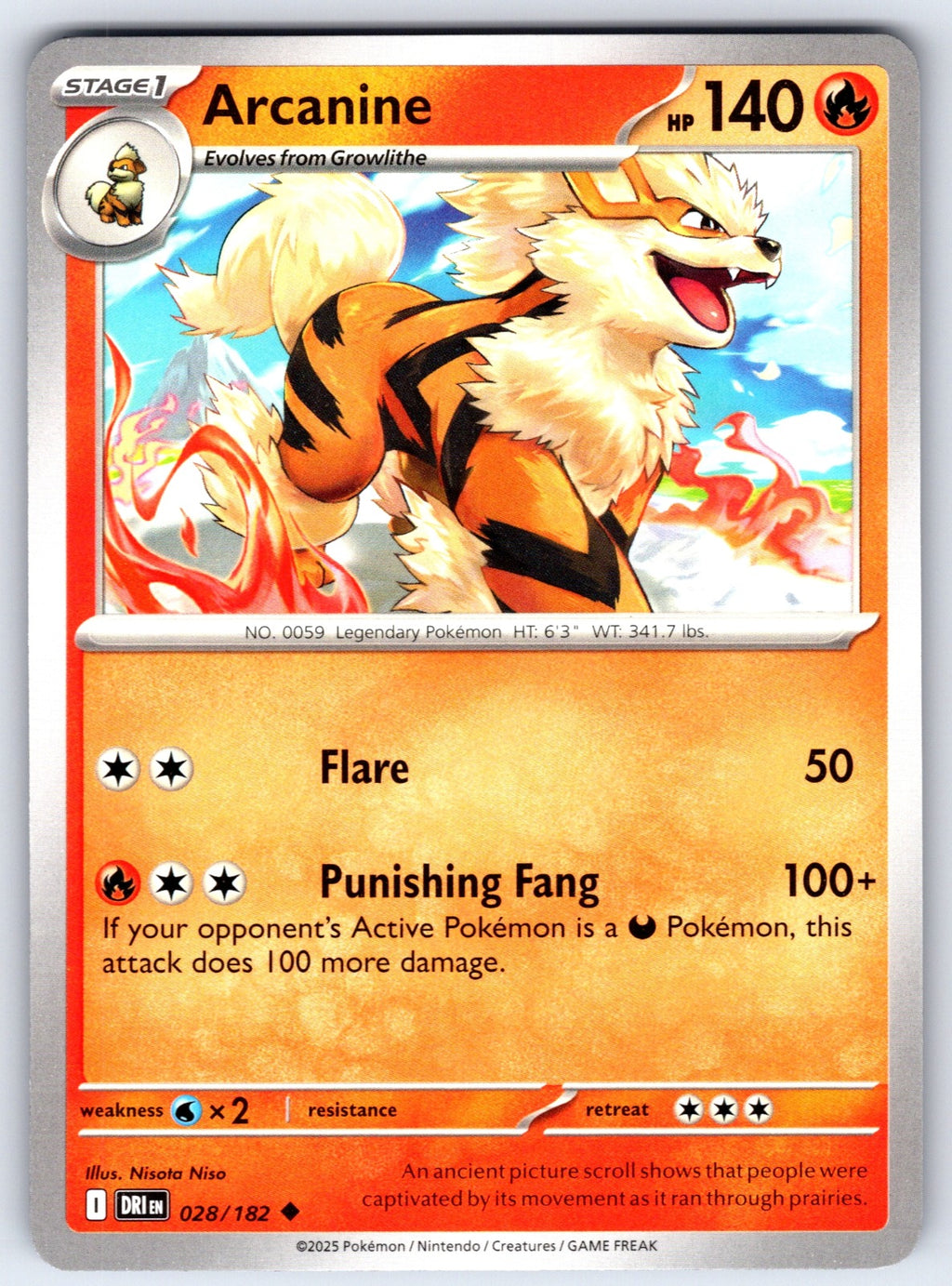Arcanine Uncommon SV10: Destined Rivals 028/182 NM 2025