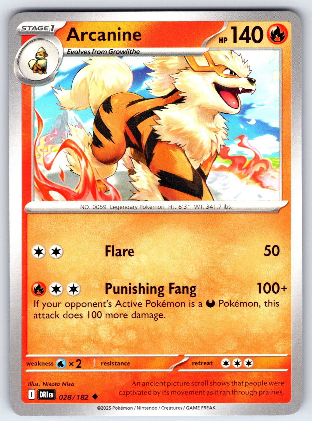 Arcanine Uncommon SV10: Destined Rivals 028/182 NM 2025