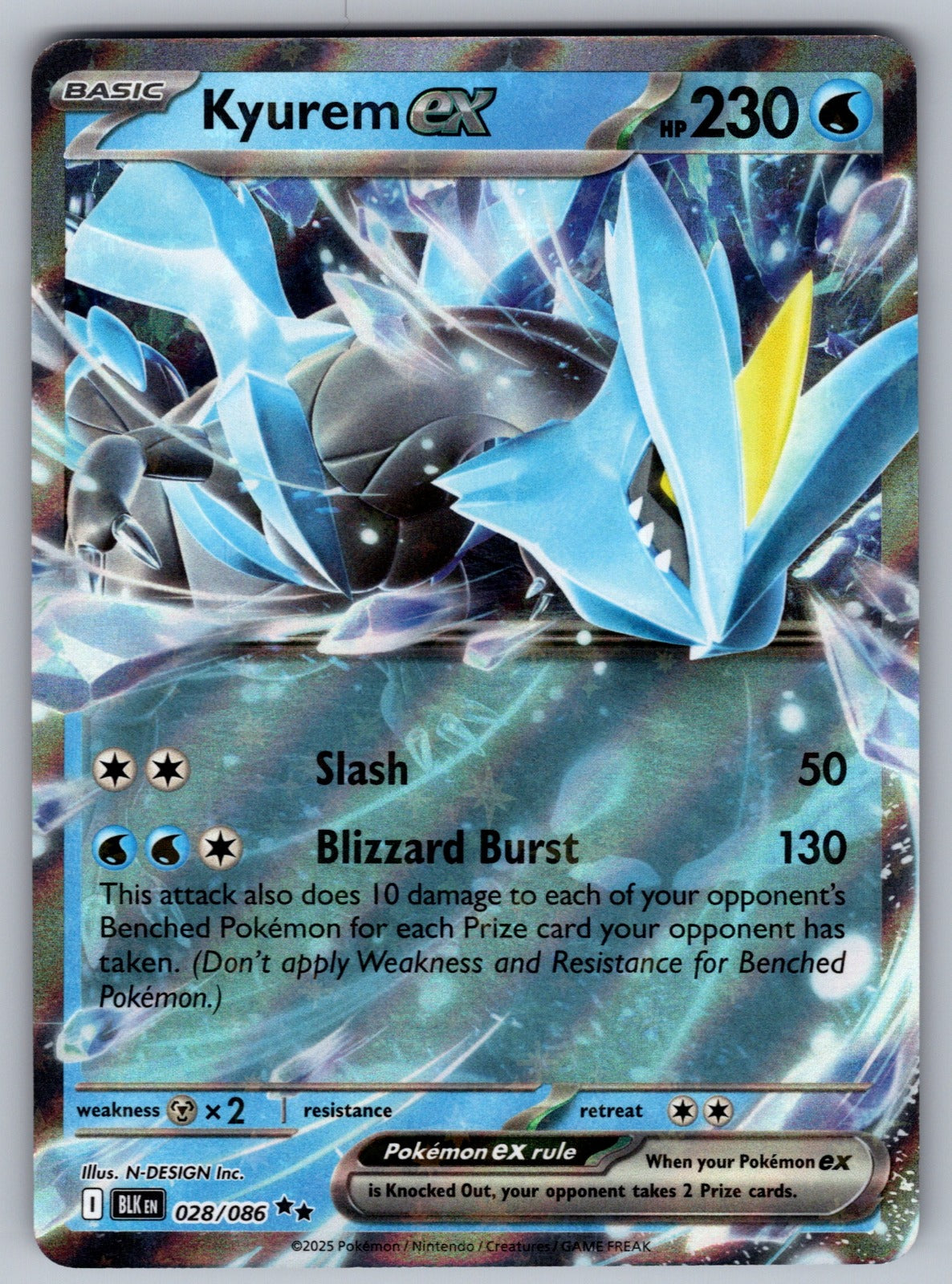 Kyurem ex Holo Double Rare SV: Black Bolt 028/086 NM 2025