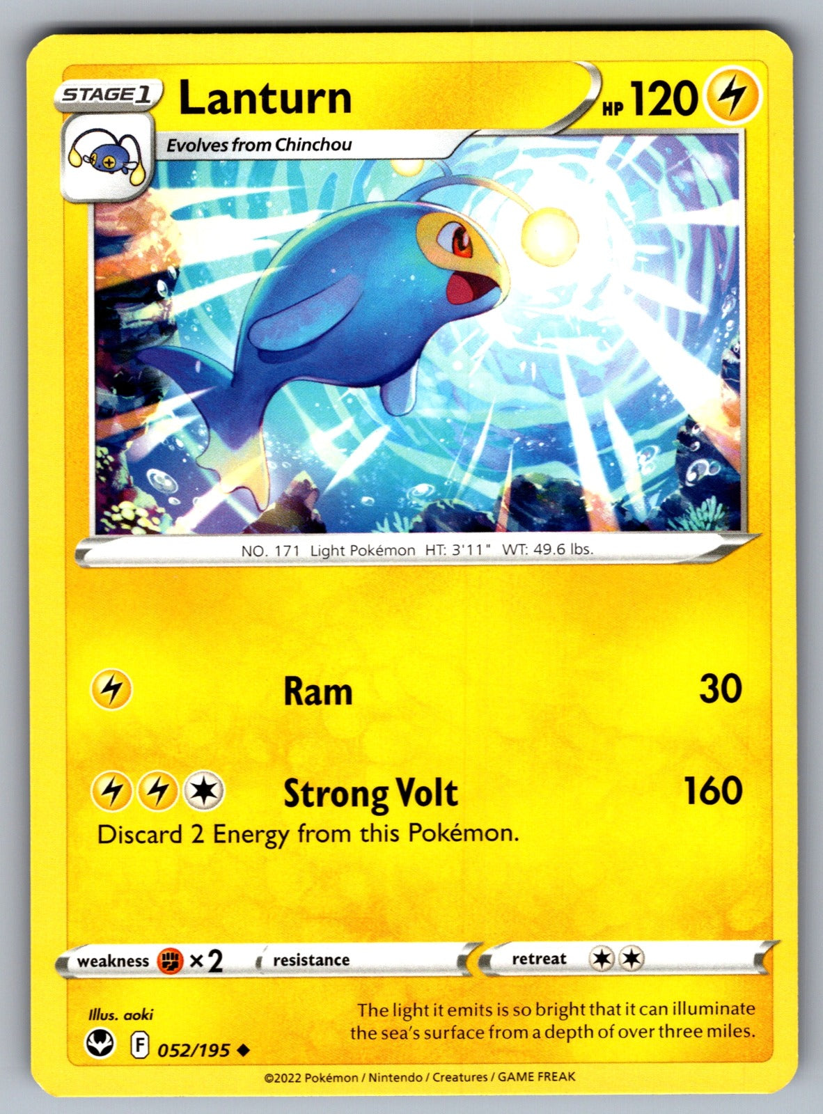 Lanturn Uncommon SWSH12: Silver Tempest 052/195 NM 2022