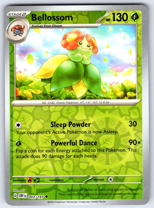 Bellossom Reverse Holo Uncommon SV03: Obsidian Flames 003/197 NM 2023