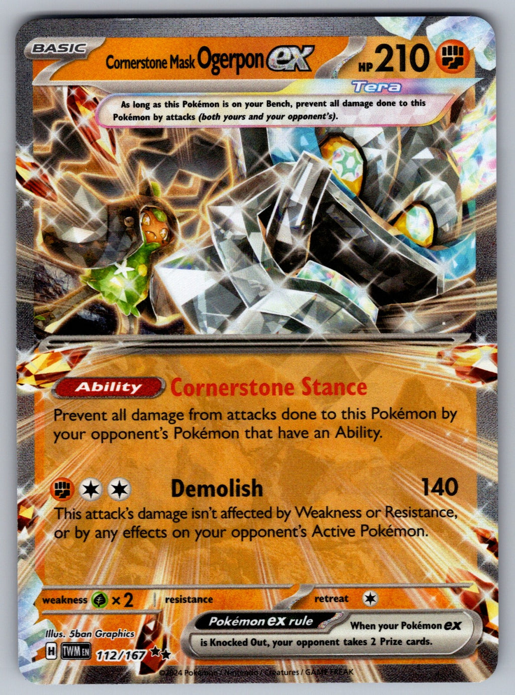 Cornerstone Mask Ogerpon ex - Holo Double Rare SV06: Twilight Masquerade 112/167