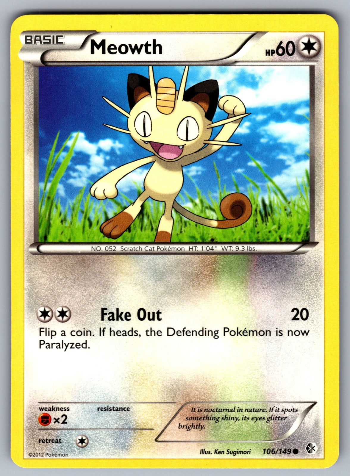 Meowth Common Boundaries Crossed 106/149 LP 2012