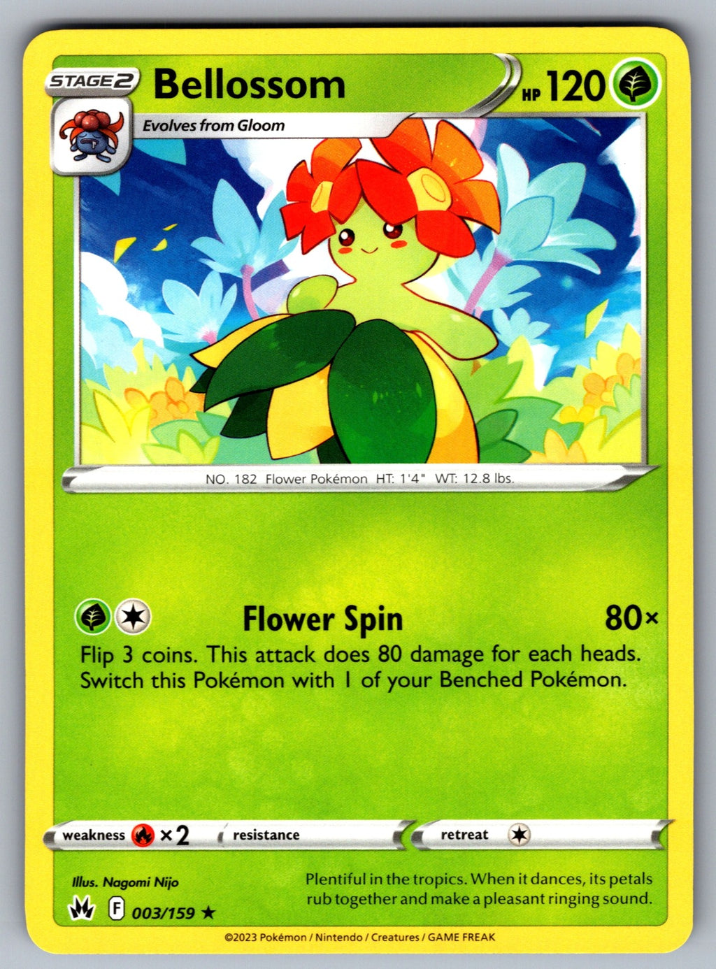 Bellossom Rare SWSH: Crown Zenith 003/159 NM 2023