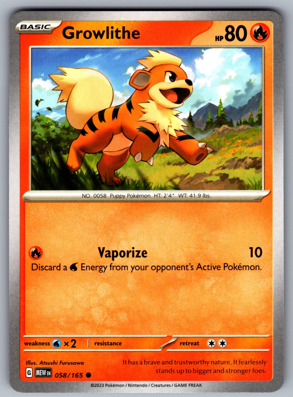 Growlithe Common SV: Scarlet & Violet 151 058/165 NM 2023