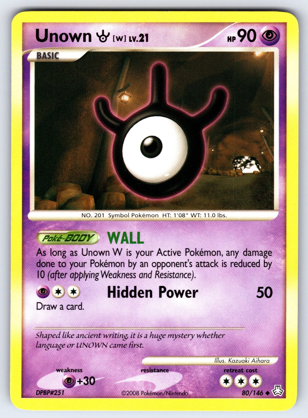 Unown (W) Uncommon Legends Awakened 80/146 LP 2008