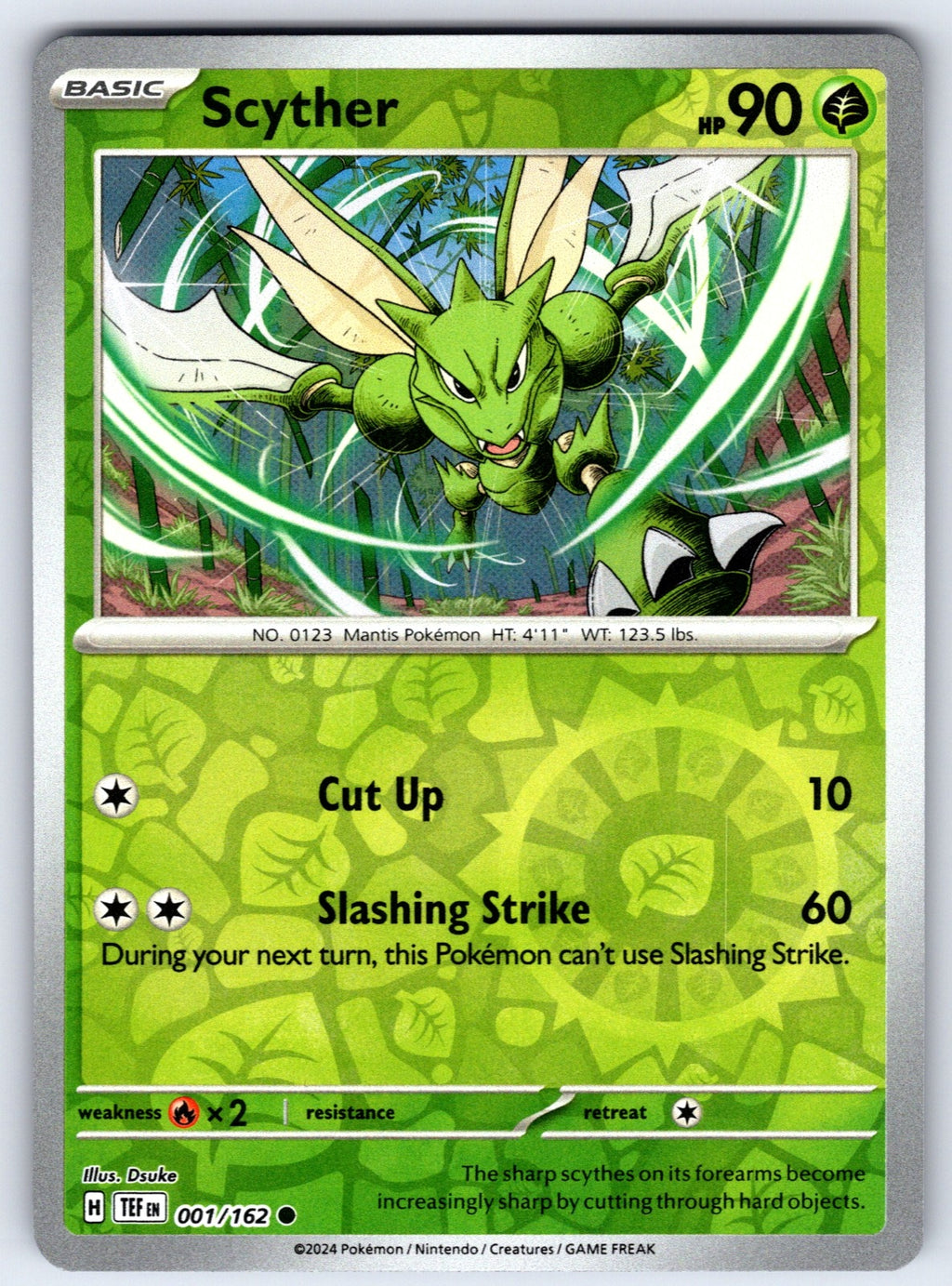 Scyther Reverse Holo Common SV05: Temporal Forces 001/162 NM 2024