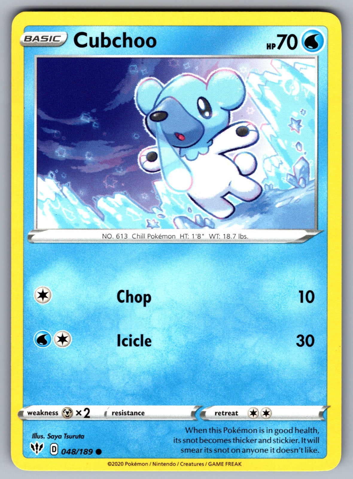 Cubchoo Common SWSH03: Darkness Ablaze 048/189 NM 2020