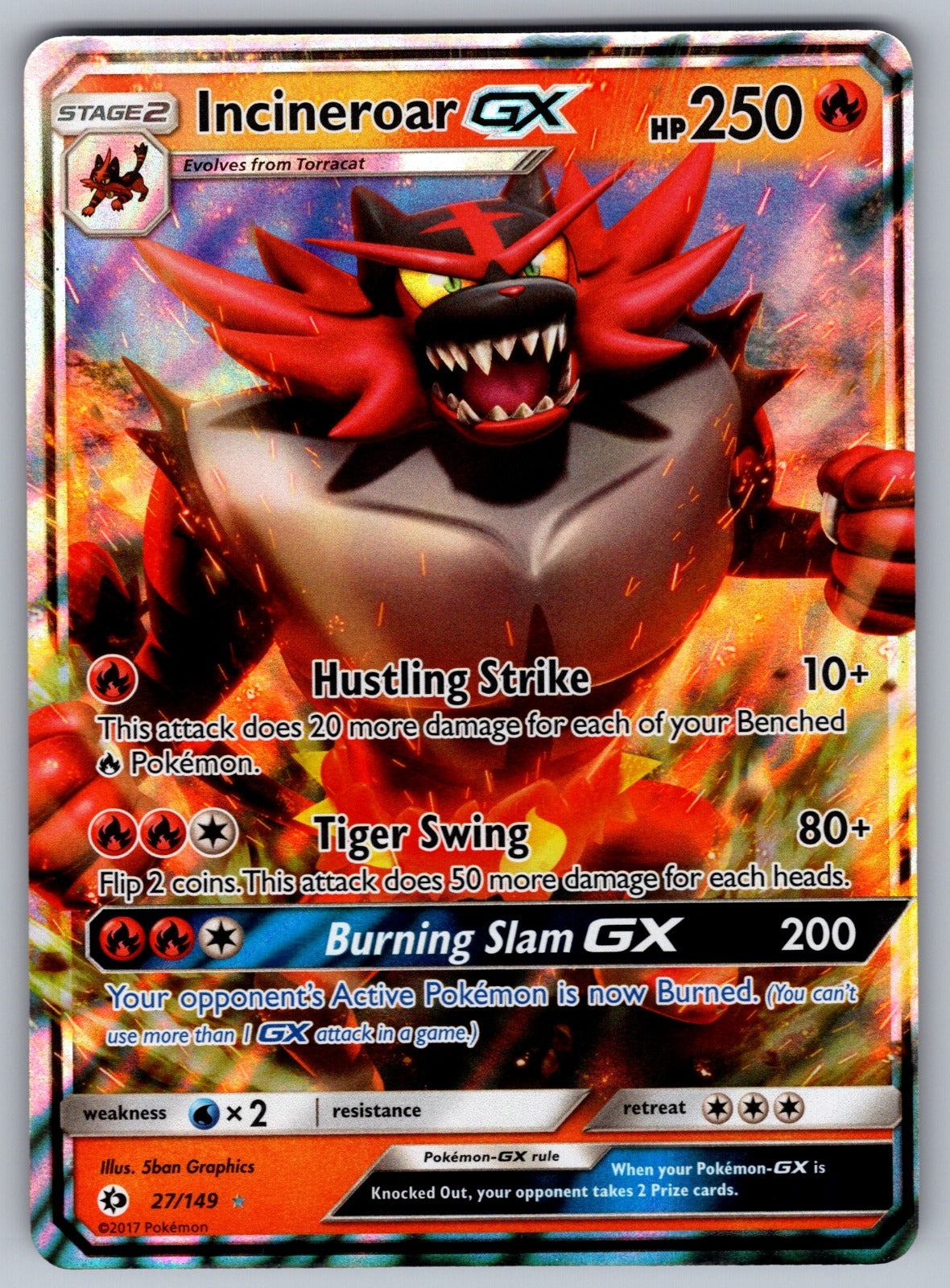 Incineroar GX Holo Ultra Rare SM Base Set 27/149 NM 2017
