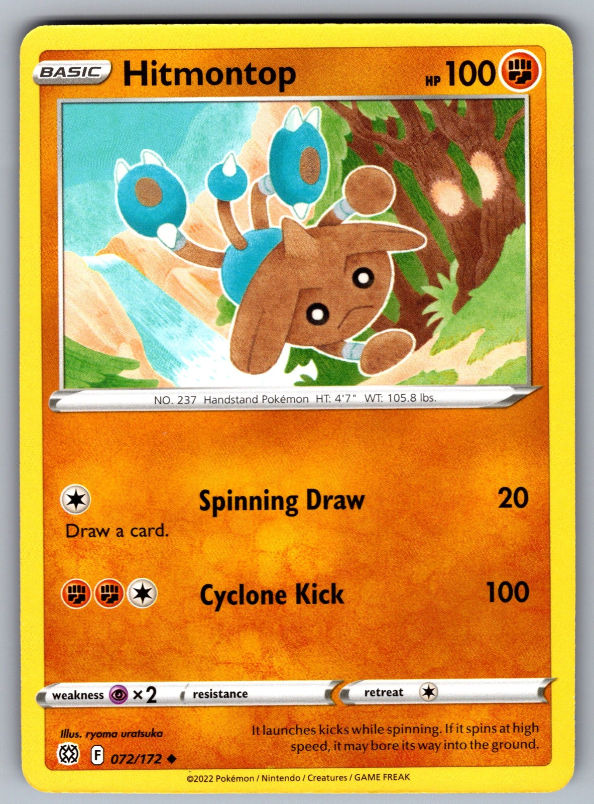 Hitmontop Uncommon SWSH09: Brilliant Stars 072/172 NM 2022