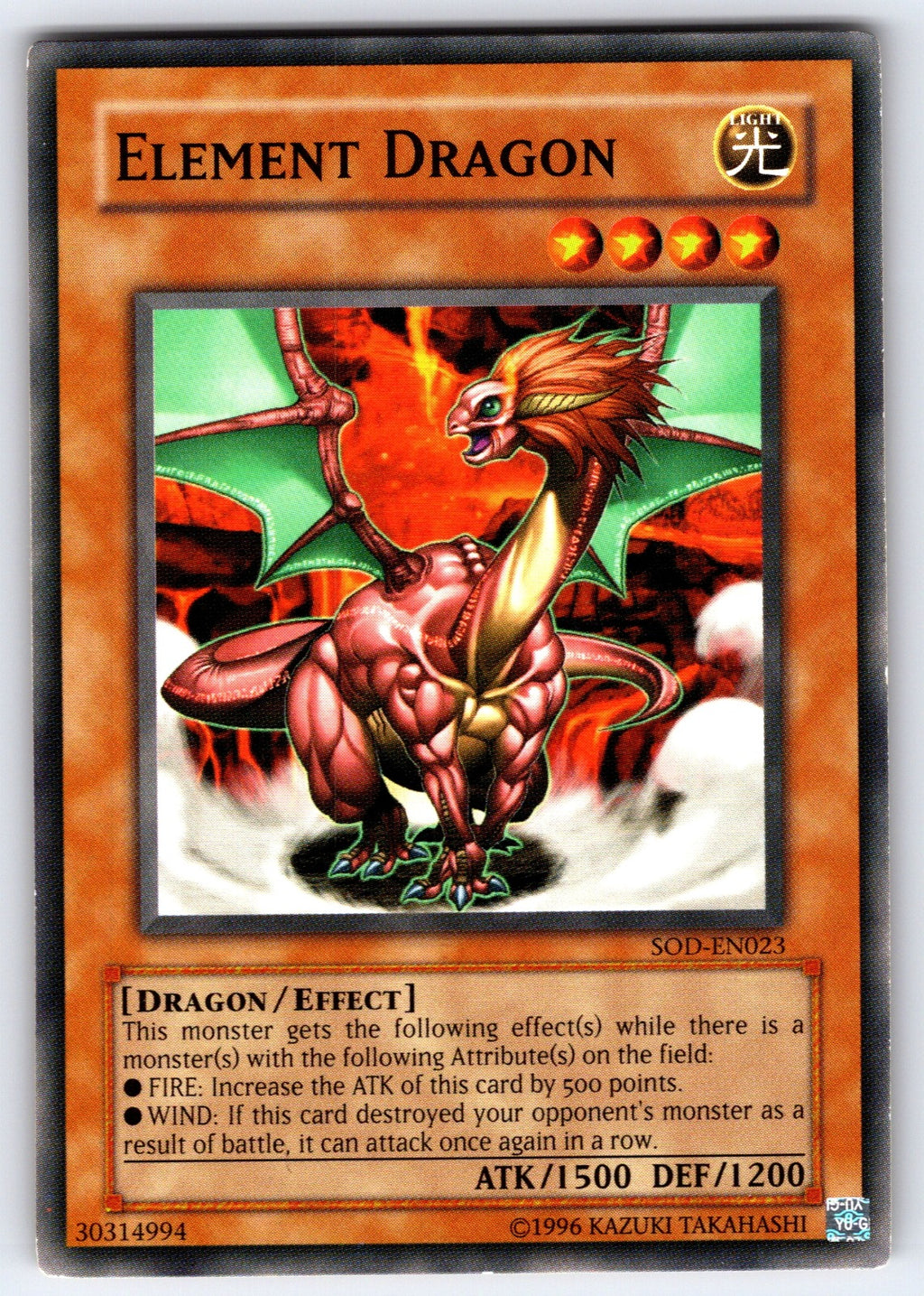 Element Dragon Unlimited Common Soul of the Duelist SOD-EN023 LP 2004