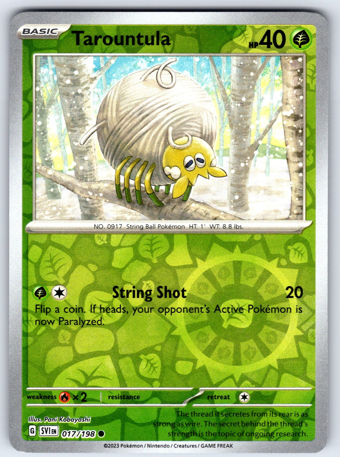 Tarountula Reverse Holo Common SV01: Scarlet & Violet Base Set 017/198 NM 2023