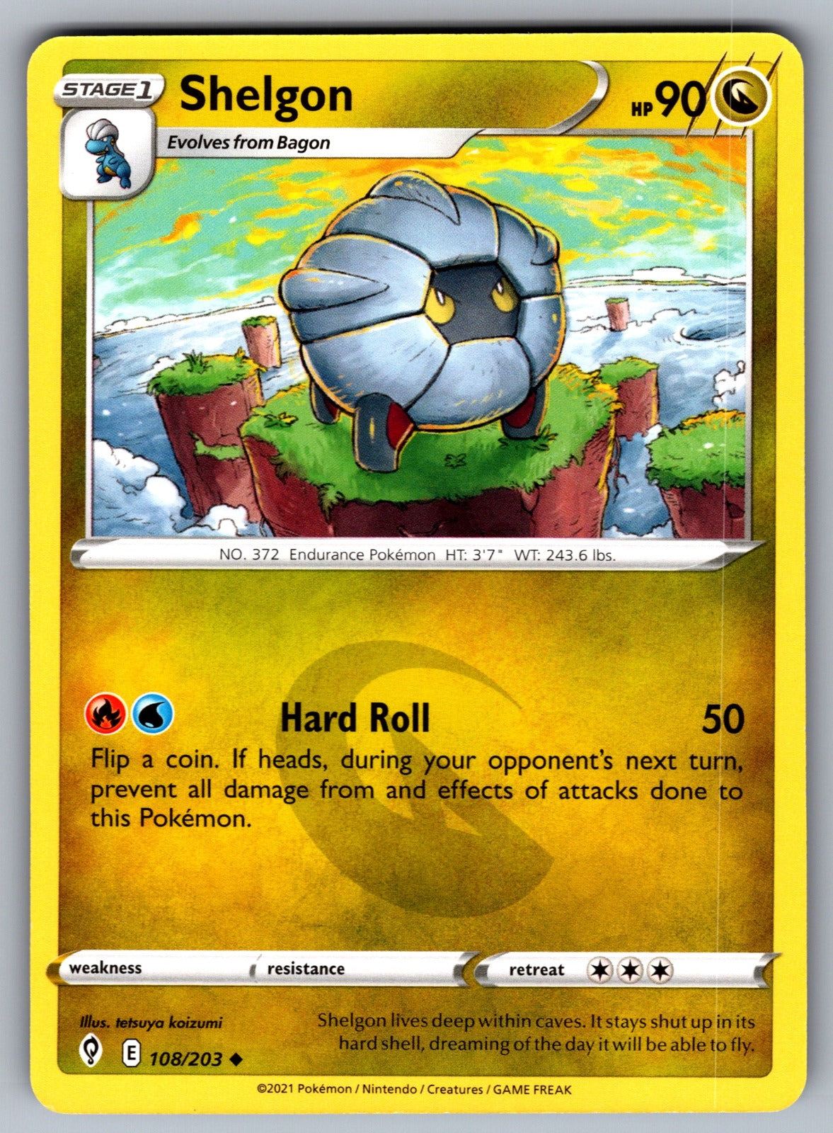 Shelgon Uncommon SWSH07: Evolving Skies 108/203 NM 2021