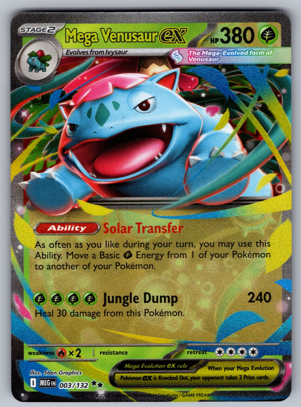 Mega Venusaur ex - Holo Double Rare ME01: Mega Evolution 003/132 NM 2025