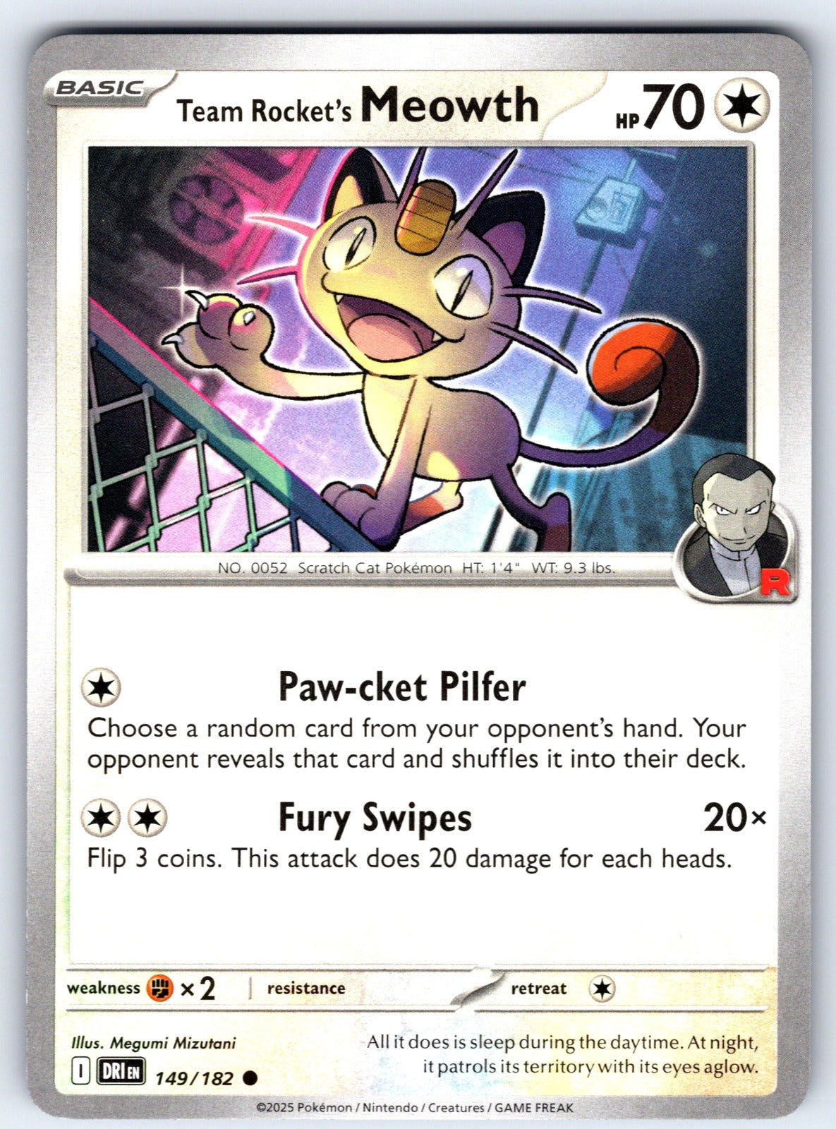 Team Rocket's Meowth Common SV10: Destined Rivals 149/182 NM 2025