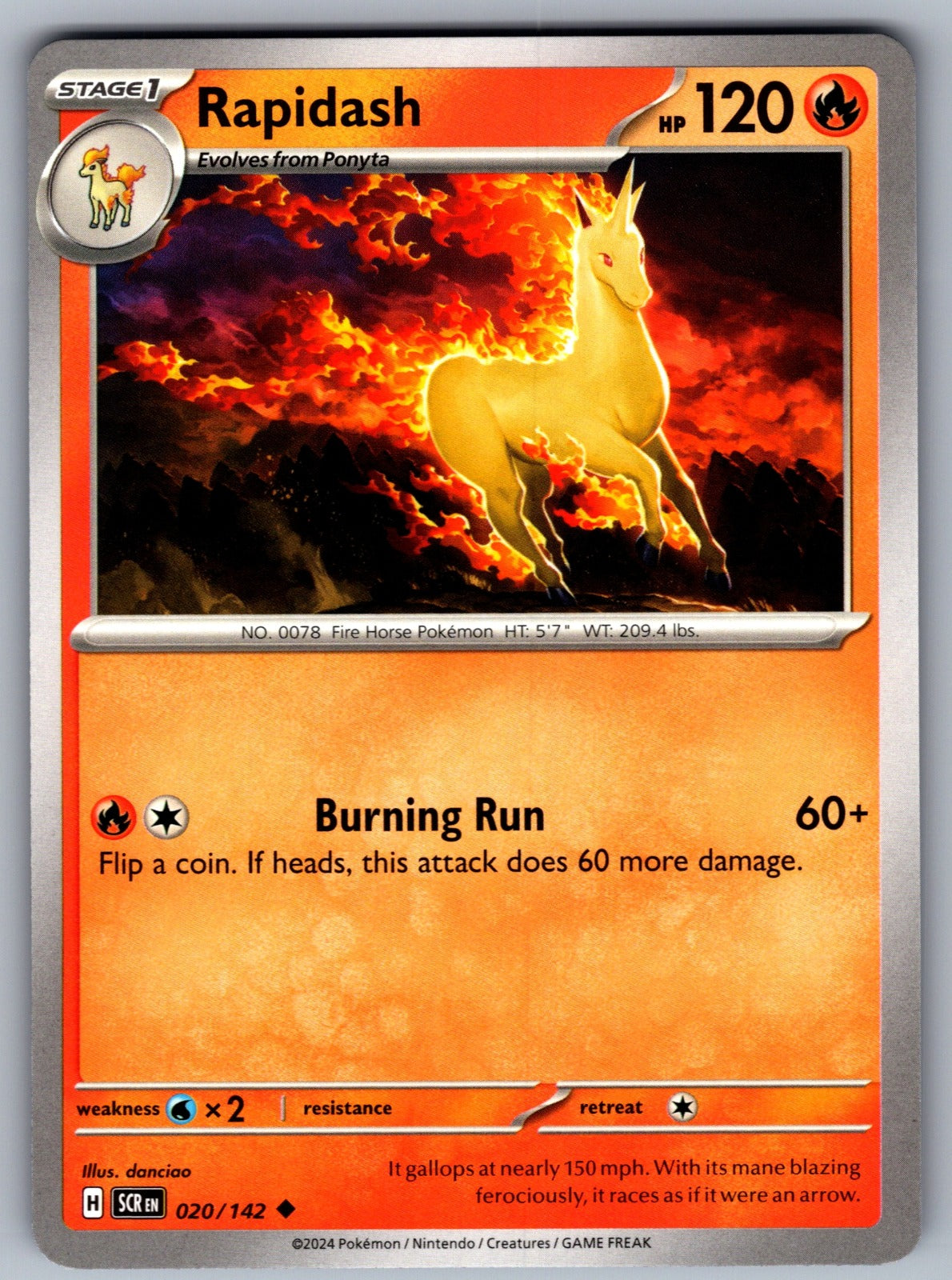 Rapidash Uncommon SV07: Stellar Crown 020/142 NM 2024