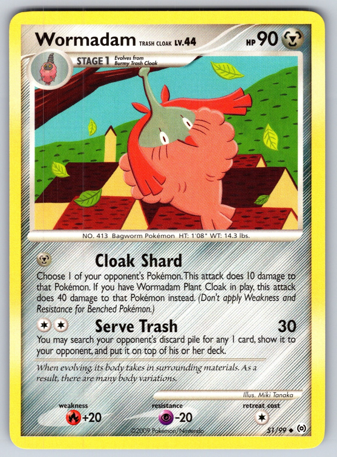 Wormadam Trash Cloak Uncommon Arceus 51/99 LP 2009