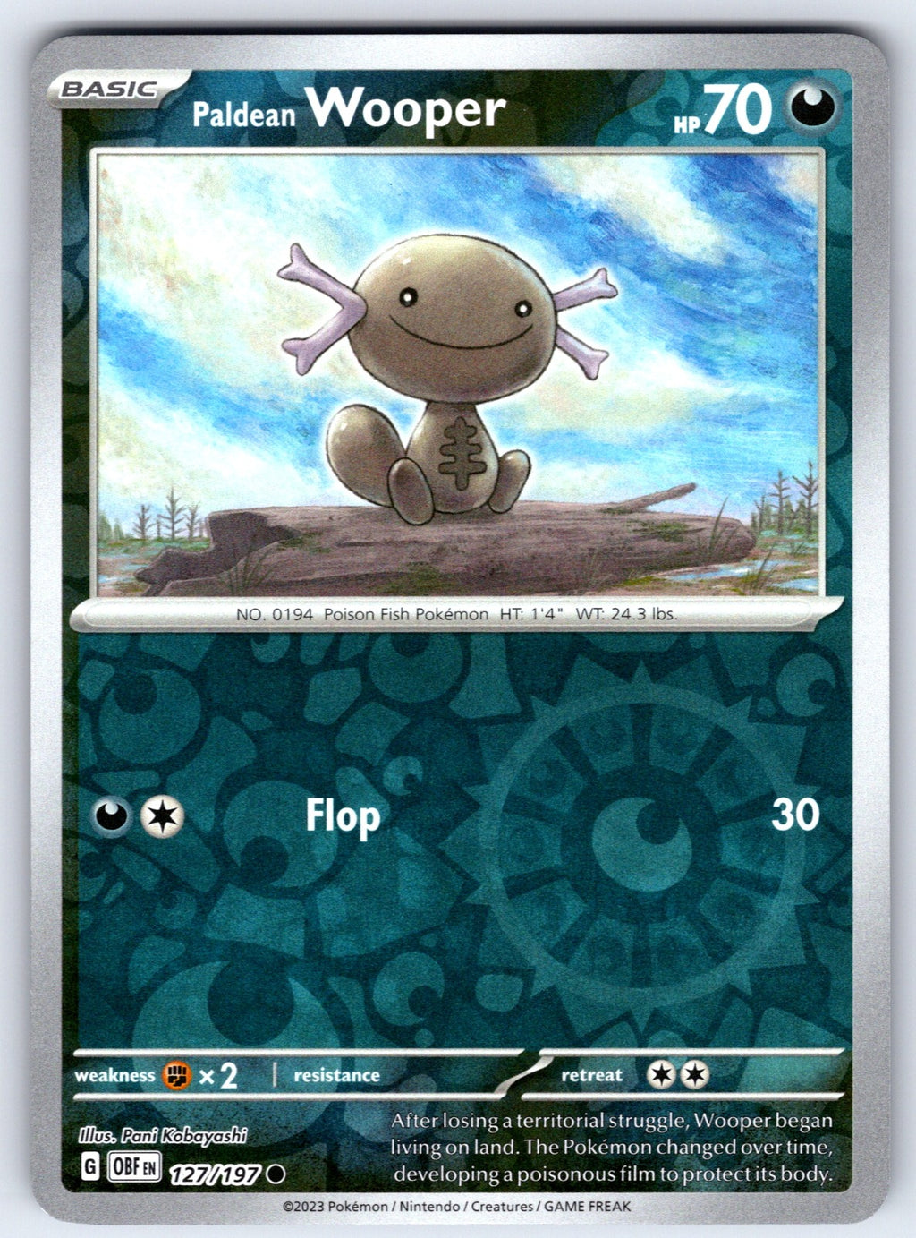 Paldean Wooper Reverse Holo Common SV03: Obsidian Flames 127/197 NM 2023