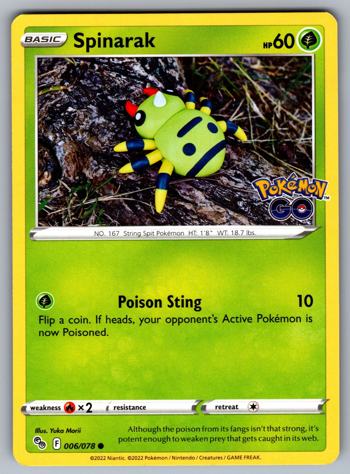 Spinarak Common Pokemon GO 006/078 NM 2022