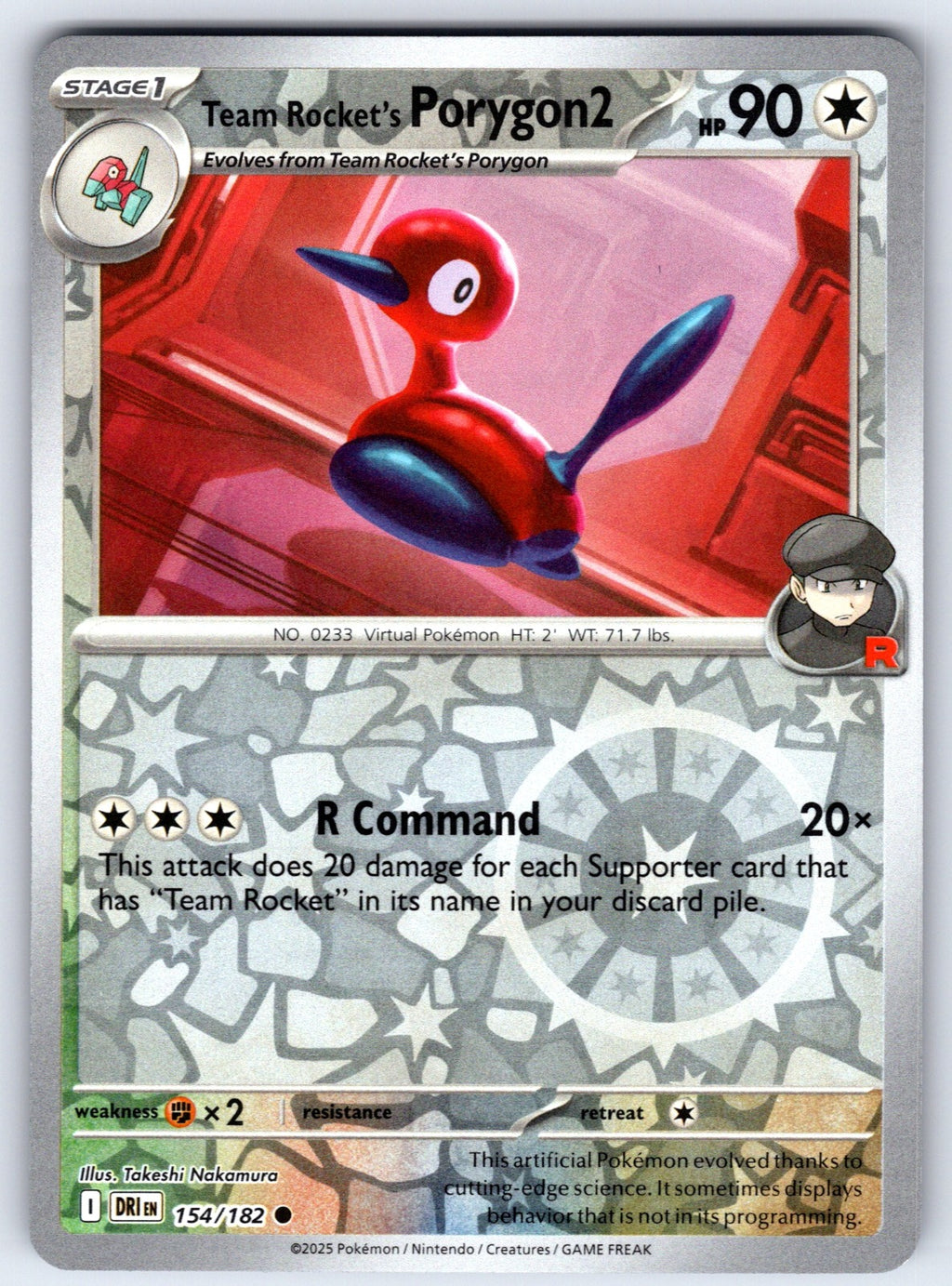 Team Rocket's Porygon2 Reverse Holo Common SV10: Destined Rivals 154/182 NM 2025