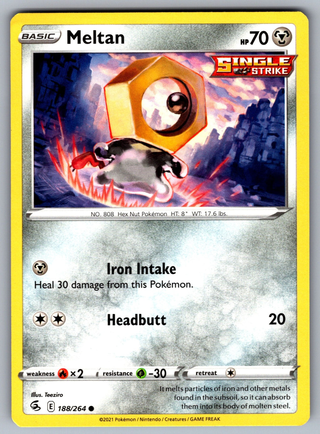 Meltan Common SWSH08: Fusion Strike 188/264 NM 2021