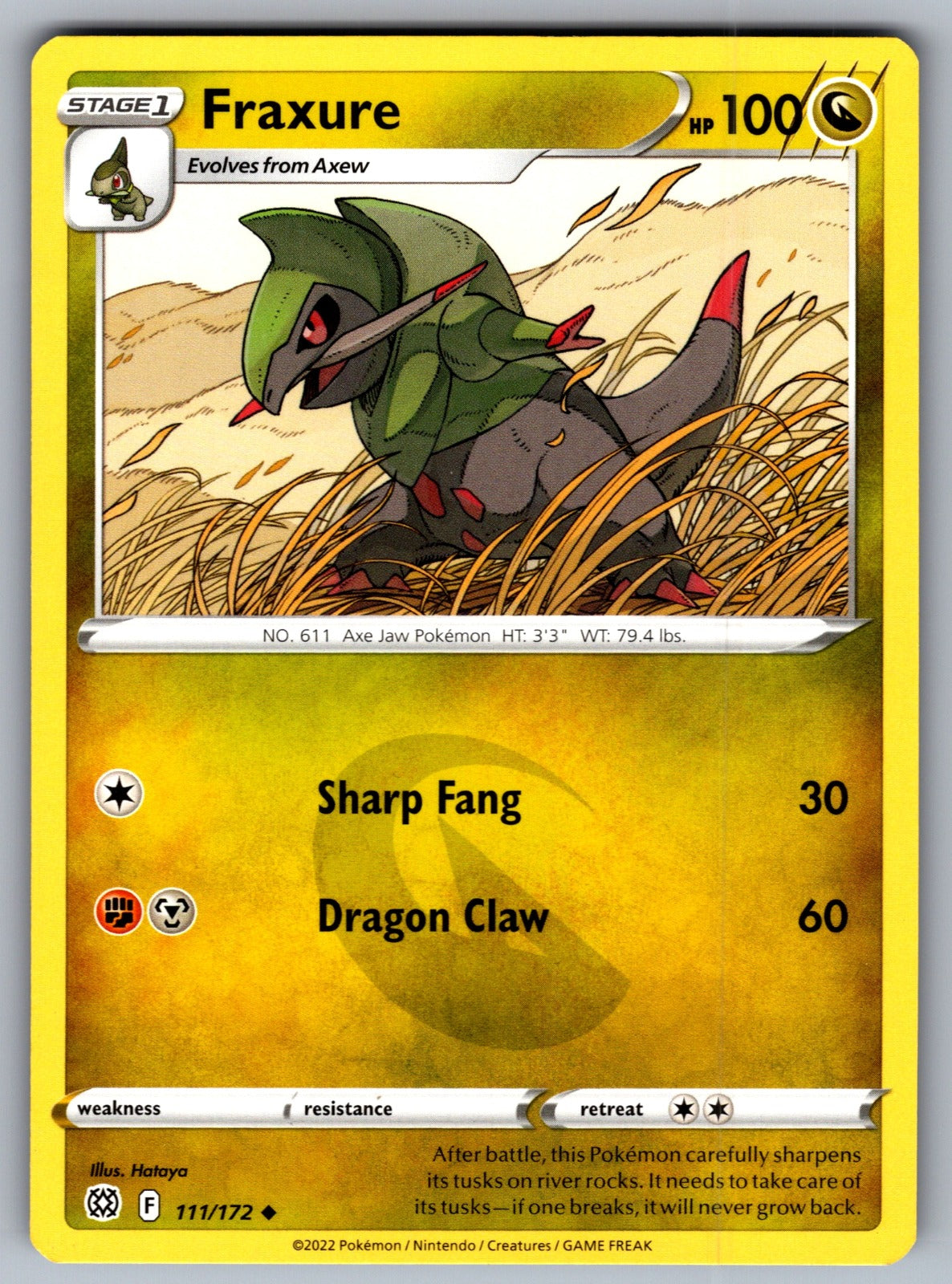 Fraxure Uncommon SWSH09: Brilliant Stars 111/172 NM 2022