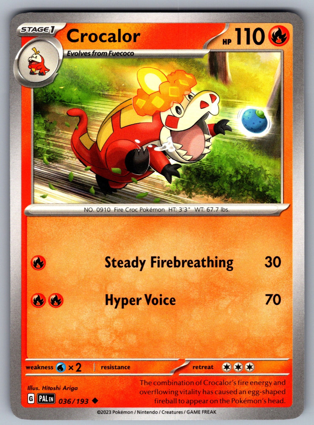 Crocalor Uncommon SV02: Paldea Evolved 036/193 NM 2023
